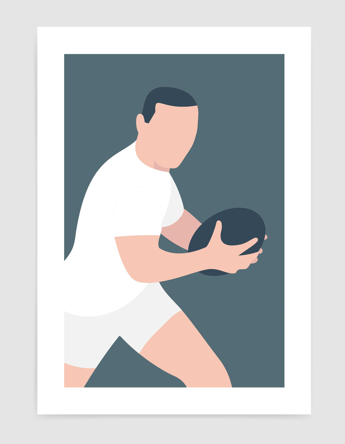 Modern minimal art print featuring a Rugby theme, perfect for games room or man cave decor.