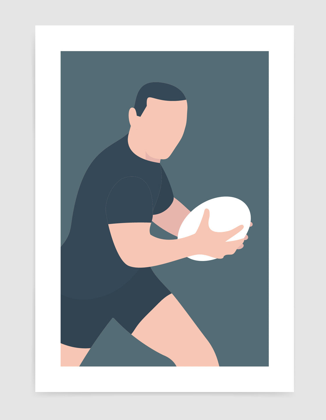 Modern minimal art print featuring a Rugby theme, perfect for games room or man cave decor.