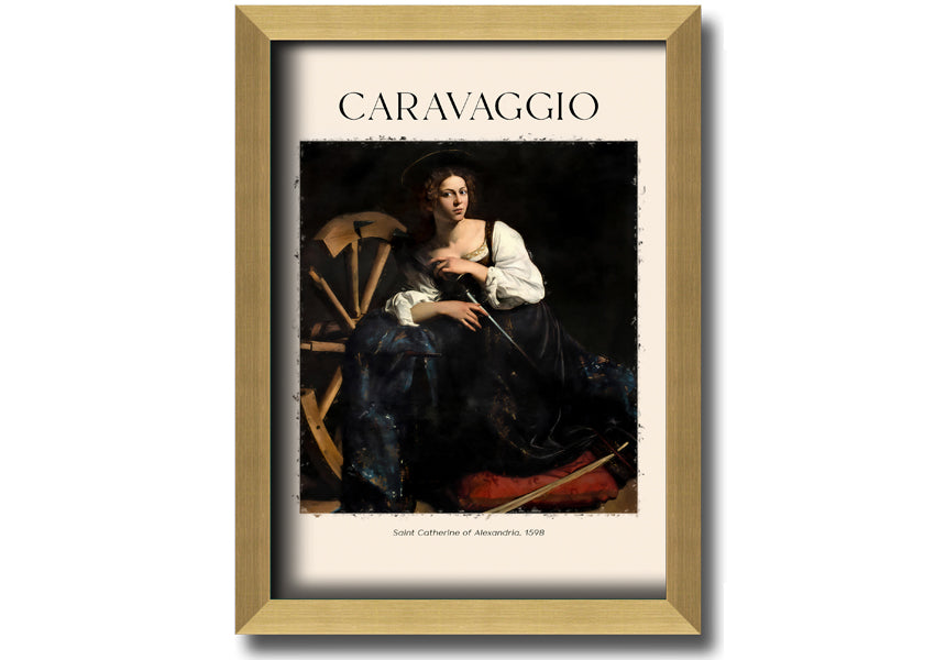 Saint Catherine Of Alexandria, 1598 by Caravaggio, printed on coated polyester canvas, mounted on a 44mm box frame, ready to hang.