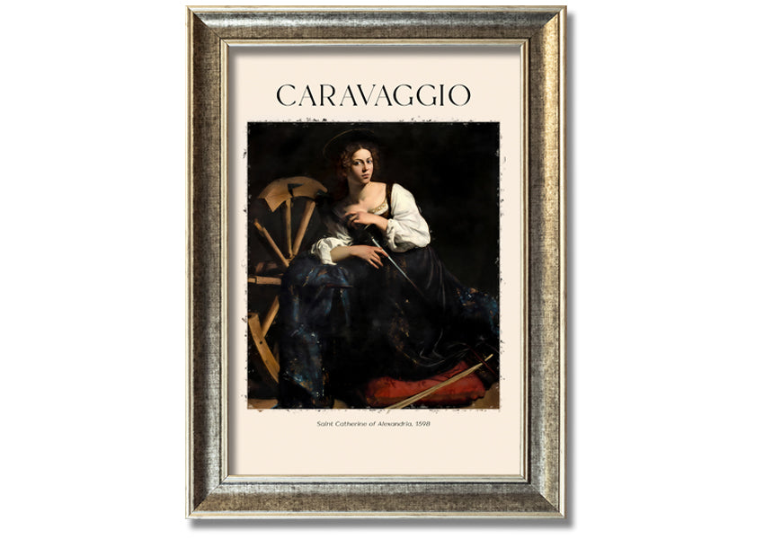 Saint Catherine Of Alexandria, 1598 by Caravaggio, printed on coated polyester canvas, mounted on a 44mm box frame, ready to hang.