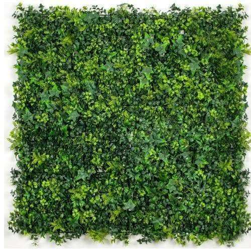 A 25cm x 25cm Mixed Artificial Ivy Vertical Garden Panel showcasing lush green ivy leaves, perfect for indoor and outdoor decor.