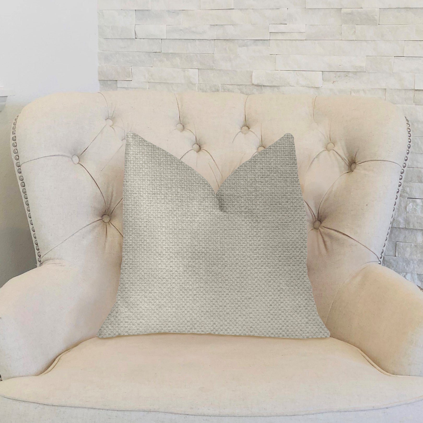 Sanctuary White Luxury Throw Pillow showcasing its elegant design and premium fabric blend.