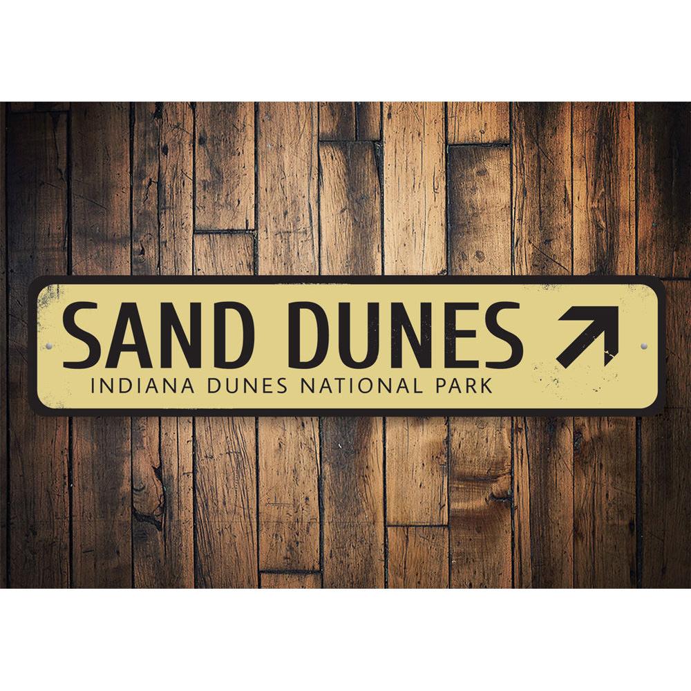 Customizable Sand Dunes Sign made of high-quality aluminum, featuring a scenic design perfect for home decor.