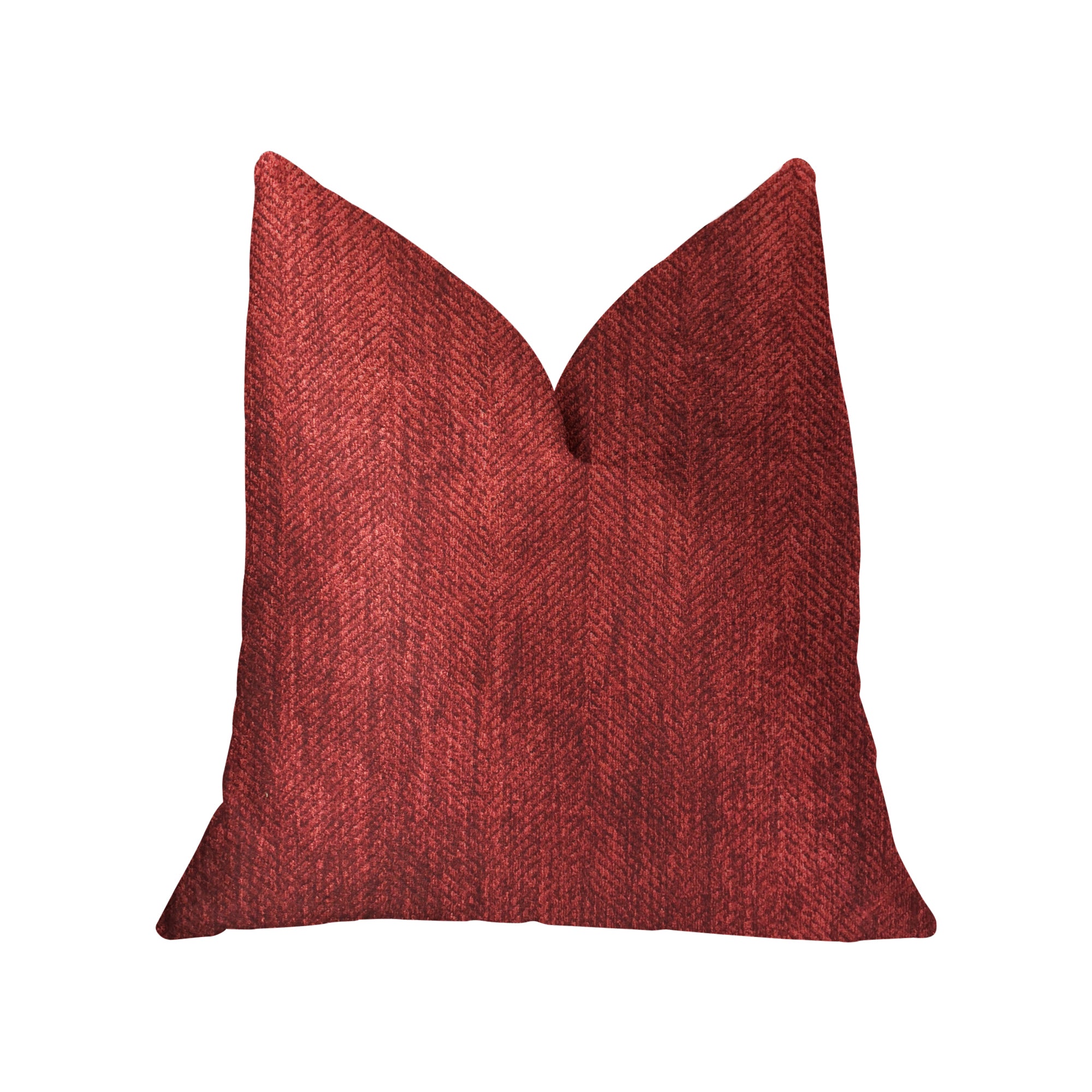 Sangria Cherry Red Luxury Throw Pillow showcasing a vibrant cherry red color with a soft texture, featuring an invisible zipper and double-sided design.