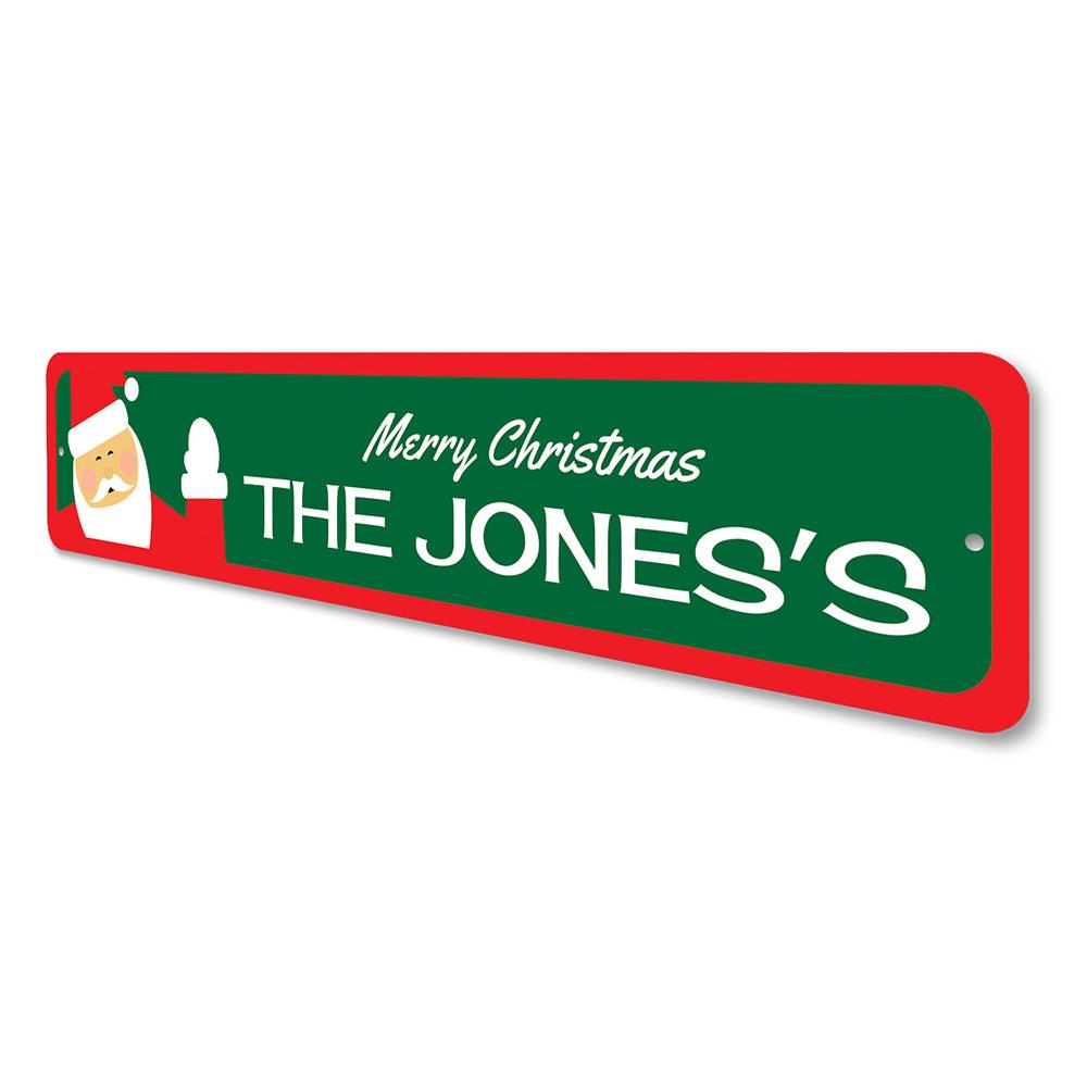 A festive Santa Sign made of high-quality aluminum, featuring a cheerful design perfect for Christmas decorations.