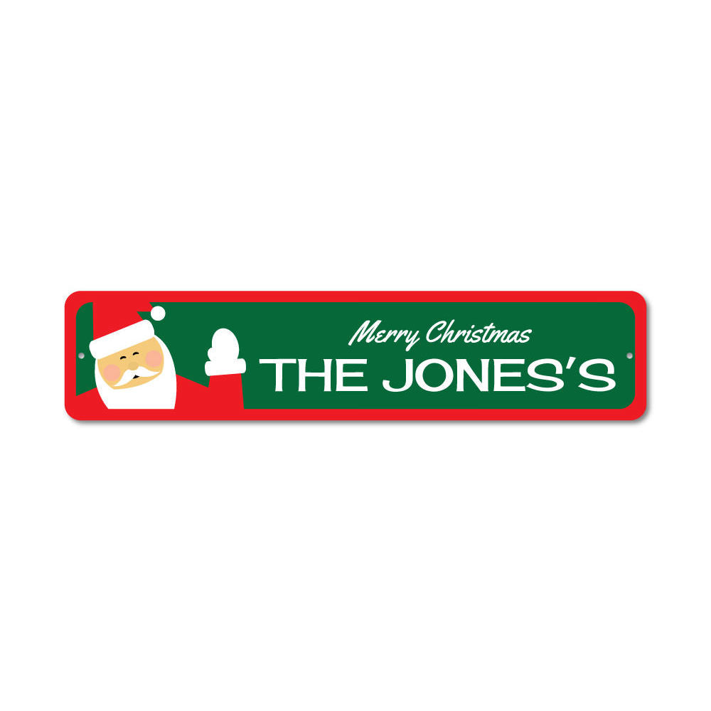 A festive Santa Sign made of high-quality aluminum, featuring a cheerful design perfect for Christmas decorations.