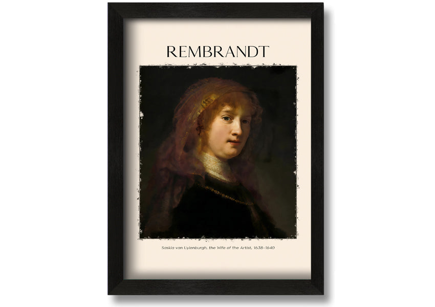 Saskia Van Uylenburgh by Rembrandt, a vibrant canvas print mounted on a 44mm box frame, ready to hang.