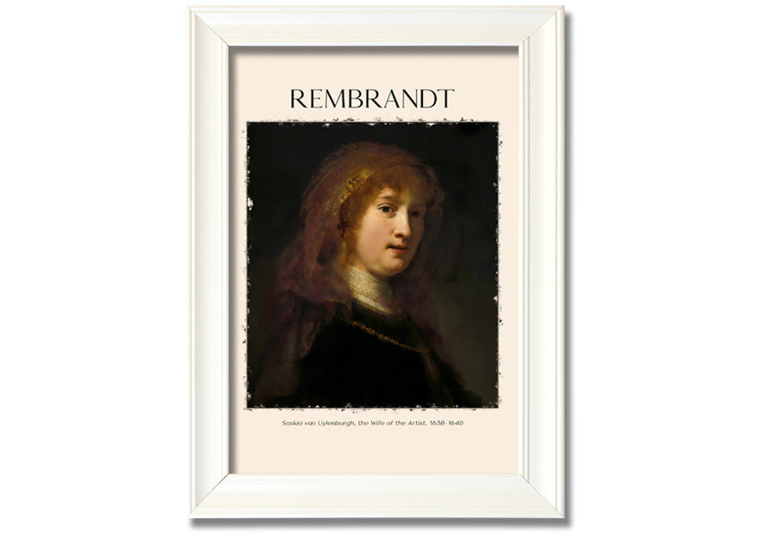 Saskia Van Uylenburgh by Rembrandt, a vibrant canvas print mounted on a 44mm box frame, ready to hang.