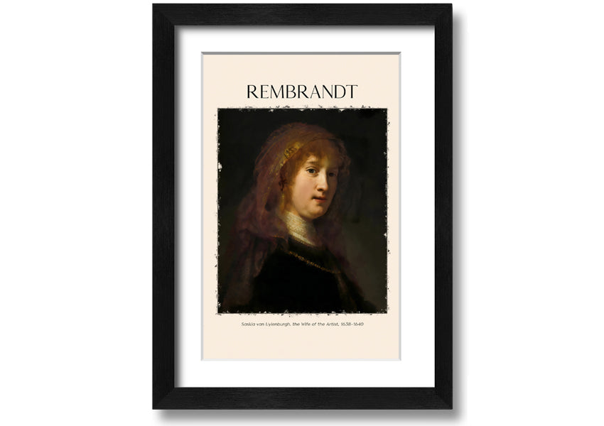 Saskia Van Uylenburgh by Rembrandt, a vibrant canvas print mounted on a 44mm box frame, ready to hang.