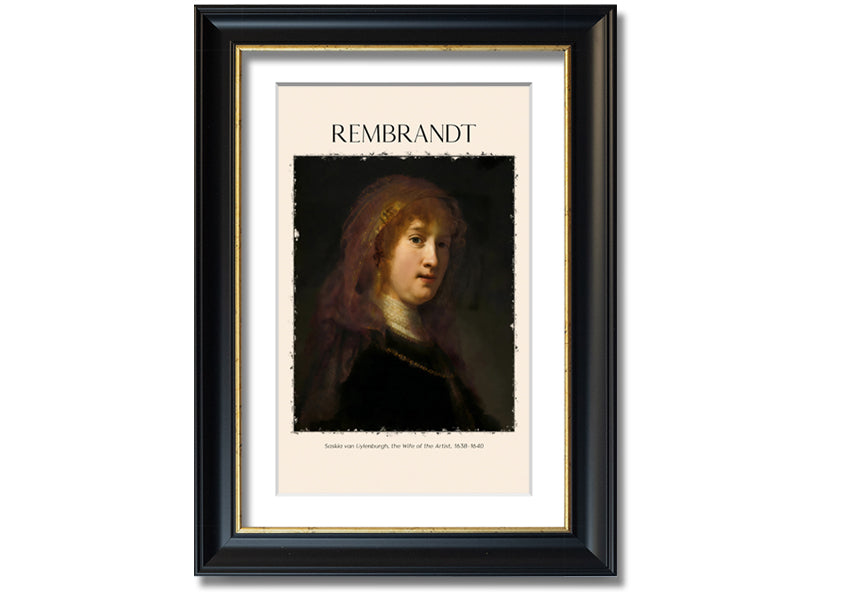 Saskia Van Uylenburgh by Rembrandt, a vibrant canvas print mounted on a 44mm box frame, ready to hang.