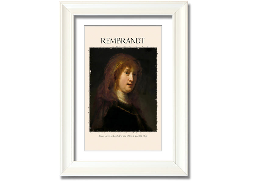 Saskia Van Uylenburgh by Rembrandt, a vibrant canvas print mounted on a 44mm box frame, ready to hang.