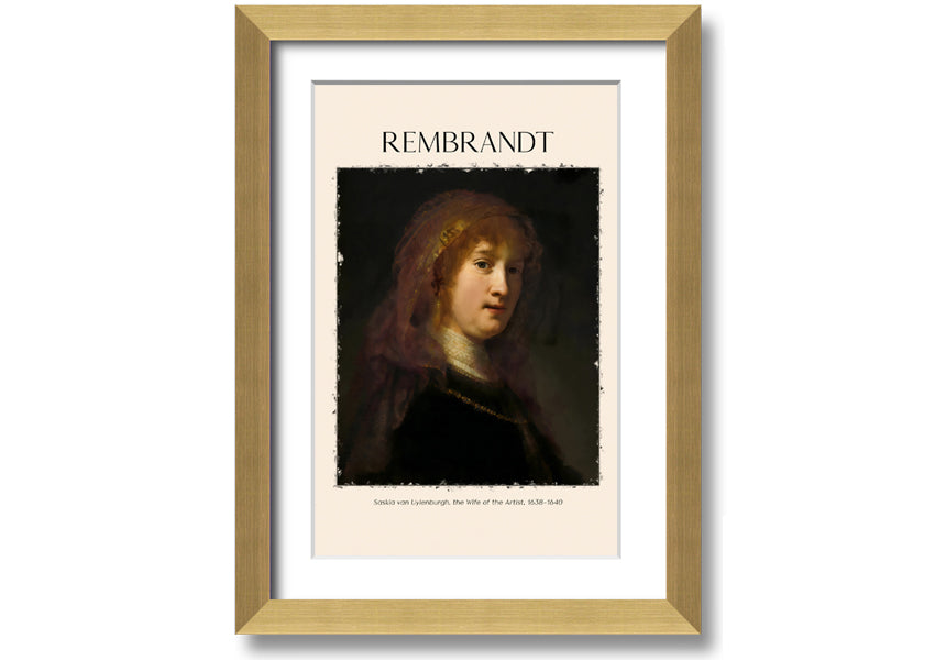 Saskia Van Uylenburgh by Rembrandt, a vibrant canvas print mounted on a 44mm box frame, ready to hang.