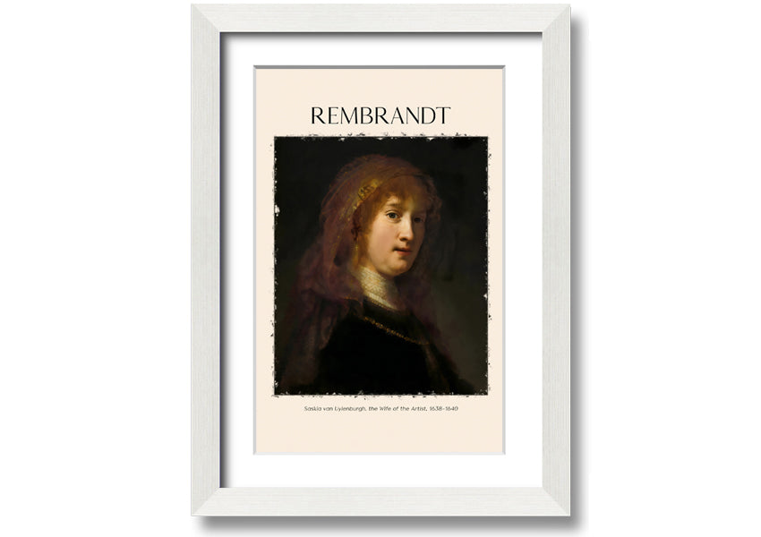 Saskia Van Uylenburgh by Rembrandt, a vibrant canvas print mounted on a 44mm box frame, ready to hang.