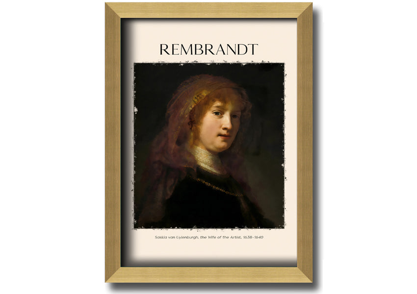 Saskia Van Uylenburgh by Rembrandt, a vibrant canvas print mounted on a 44mm box frame, ready to hang.