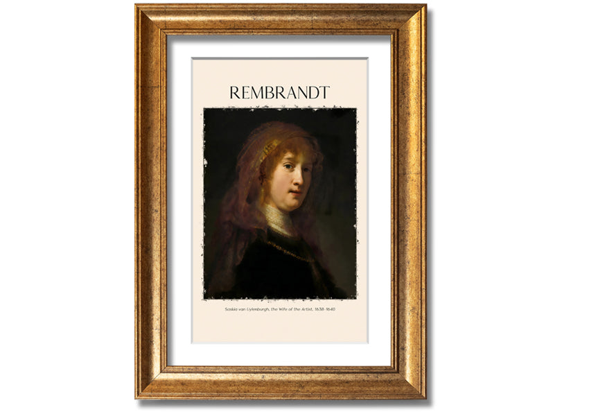 Saskia Van Uylenburgh by Rembrandt, a vibrant canvas print mounted on a 44mm box frame, ready to hang.