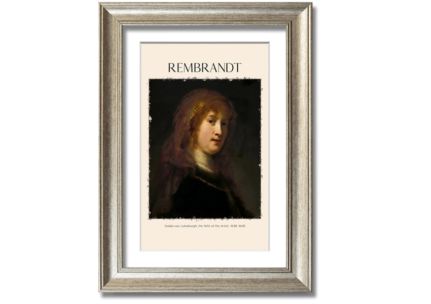 Saskia Van Uylenburgh by Rembrandt, a vibrant canvas print mounted on a 44mm box frame, ready to hang.