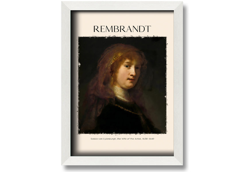 Saskia Van Uylenburgh by Rembrandt, a vibrant canvas print mounted on a 44mm box frame, ready to hang.