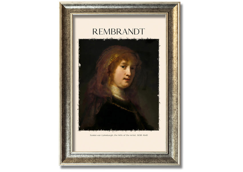 Saskia Van Uylenburgh by Rembrandt, a vibrant canvas print mounted on a 44mm box frame, ready to hang.