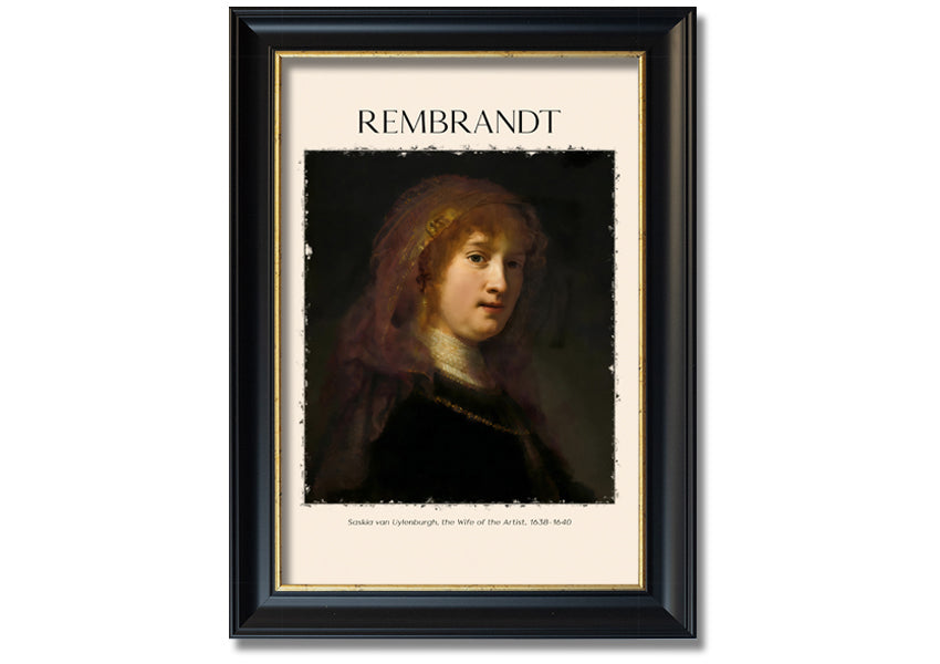 Saskia Van Uylenburgh by Rembrandt, a vibrant canvas print mounted on a 44mm box frame, ready to hang.