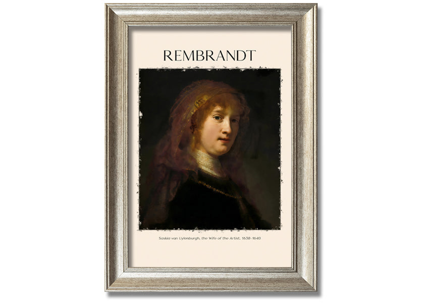 Saskia Van Uylenburgh by Rembrandt, a vibrant canvas print mounted on a 44mm box frame, ready to hang.