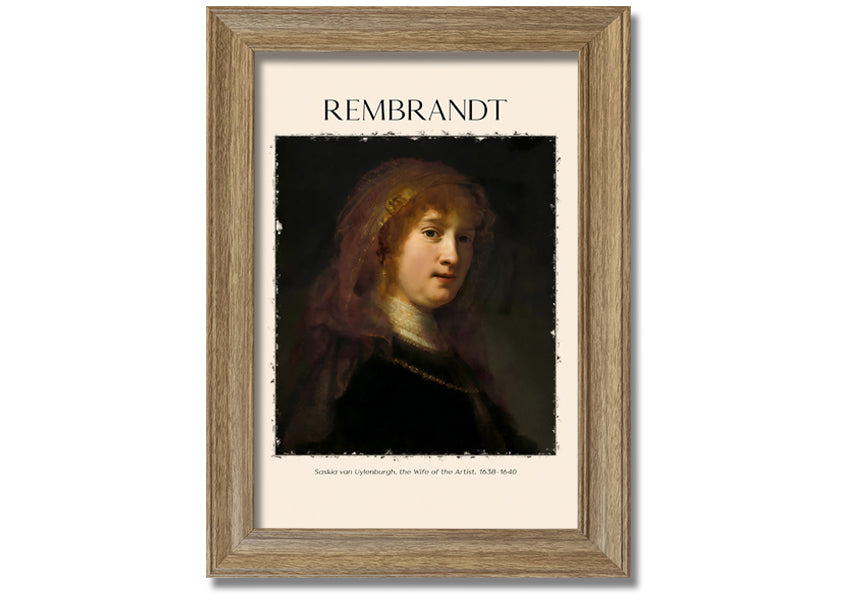 Saskia Van Uylenburgh by Rembrandt, a vibrant canvas print mounted on a 44mm box frame, ready to hang.