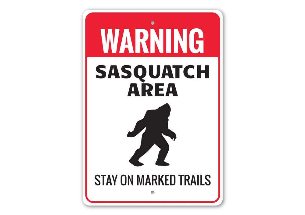 Sasquatch Area Sign made of high-quality aluminum, featuring a whimsical design perfect for home decor.