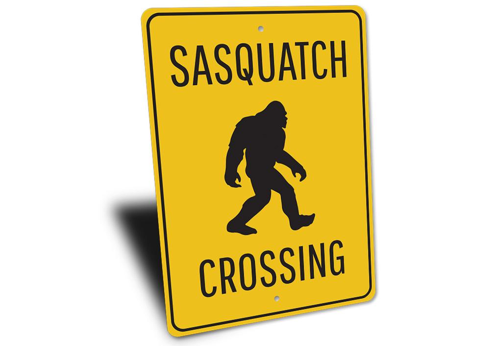 Warning sign: Sasquatch crossing.