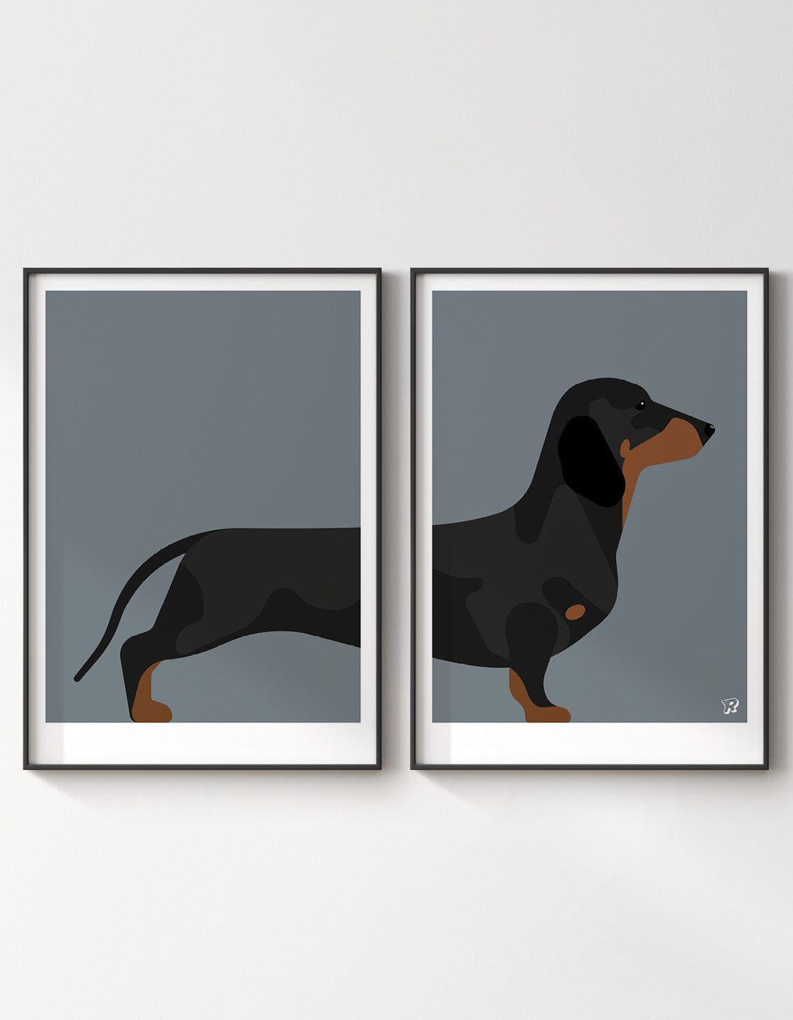 A whimsical pair of Sausage Dogs, showcasing two halves that can be displayed together or hung apart for a humorous effect.