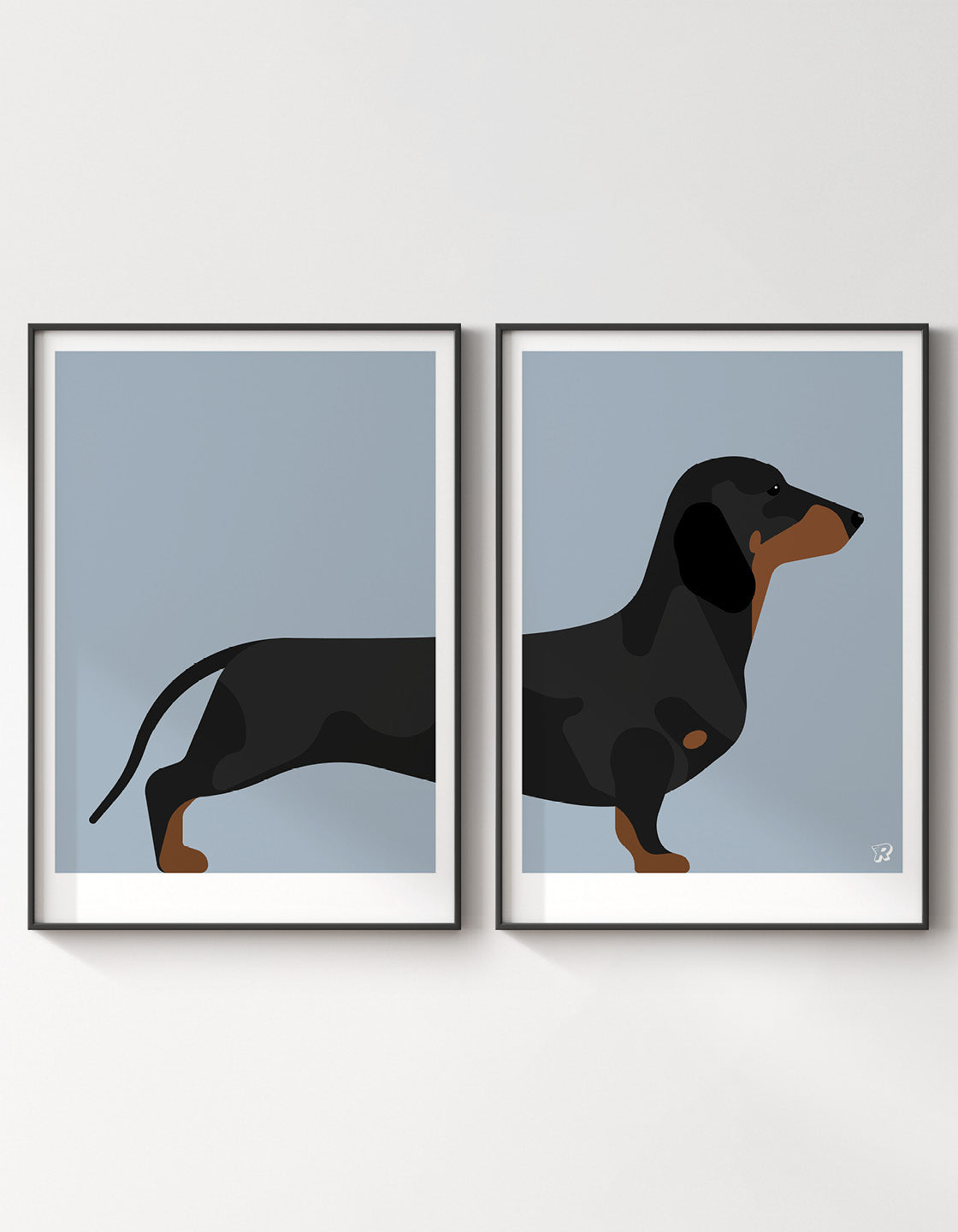 A whimsical pair of Sausage Dogs, showcasing two halves that can be displayed together or hung apart for a humorous effect.