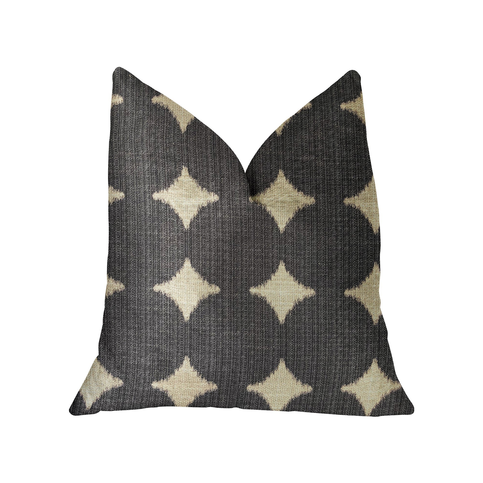 Savannah Black and Beige Luxury Throw Pillow featuring a geometric pattern, handmade in the USA with an invisible zipper and hypoallergenic fill.