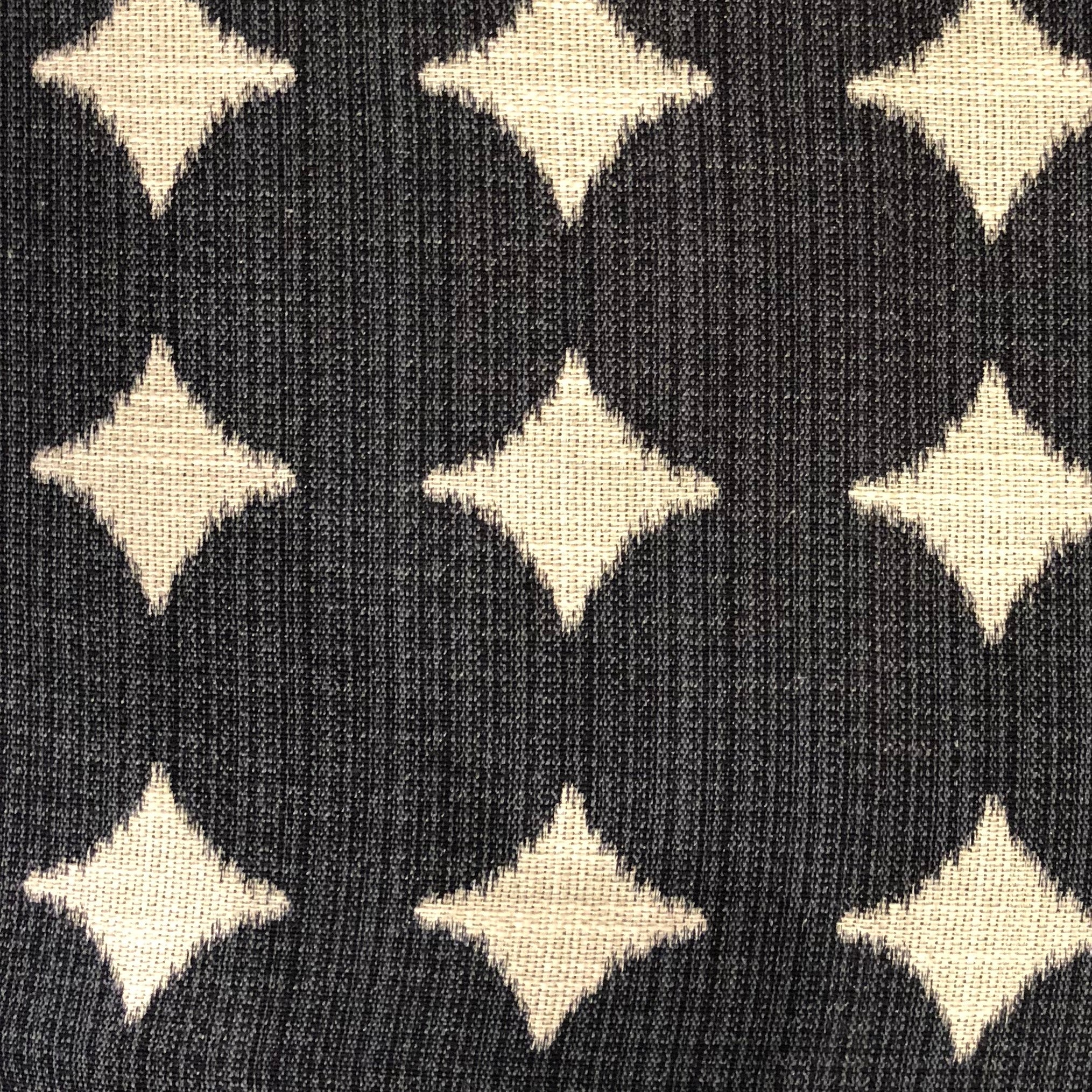 Savannah Black and Beige Luxury Throw Pillow featuring a geometric pattern, handmade in the USA with an invisible zipper and hypoallergenic fill.