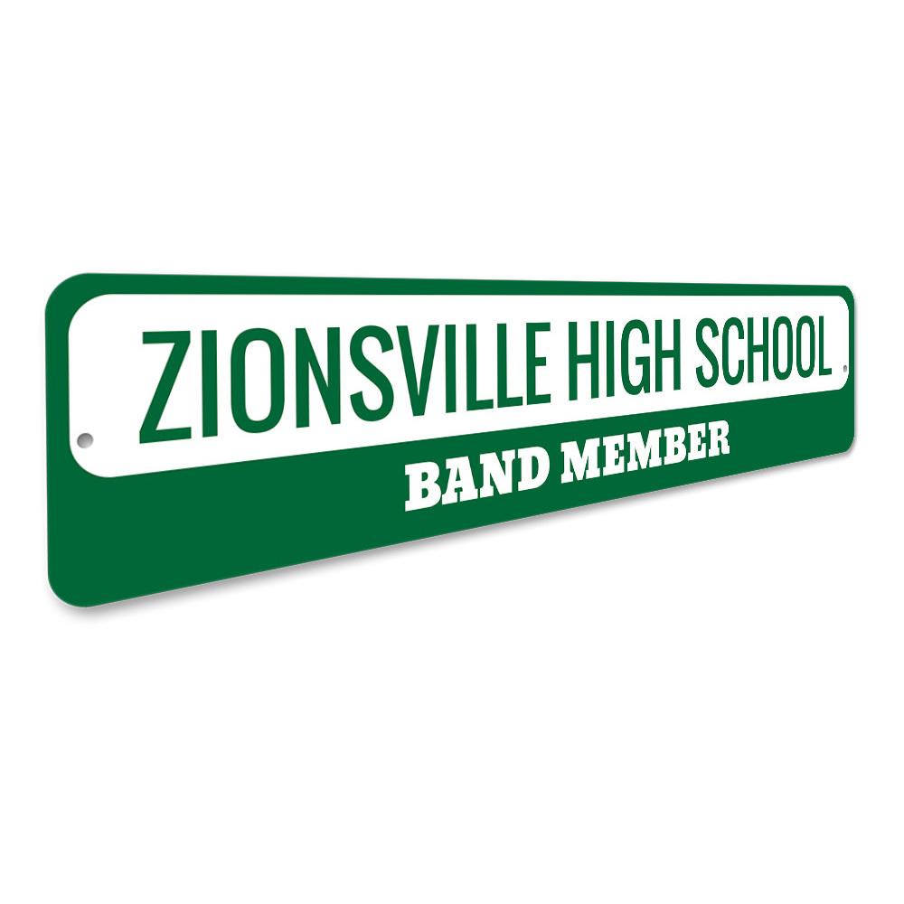 Customizable School Band Sign made of high-quality aluminum, featuring pre-drilled holes for easy mounting, perfect for home decor.