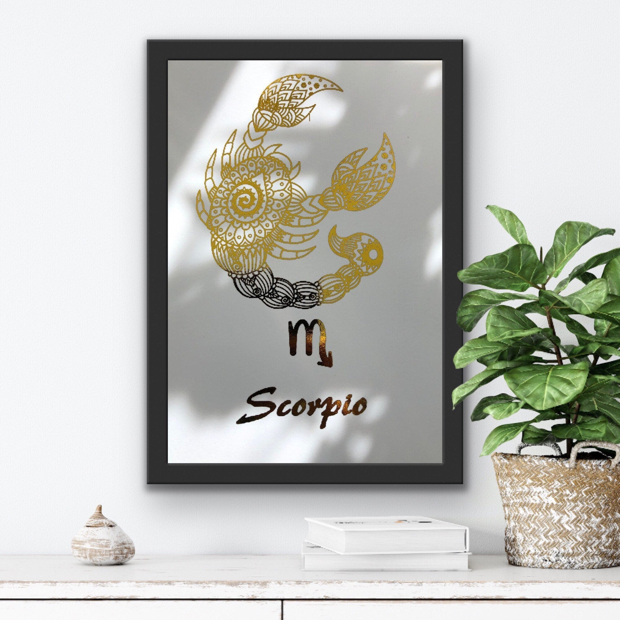 A luxurious Scorpio Star Sign Foil Print featuring elegant design and vibrant colors, perfect for home decor.