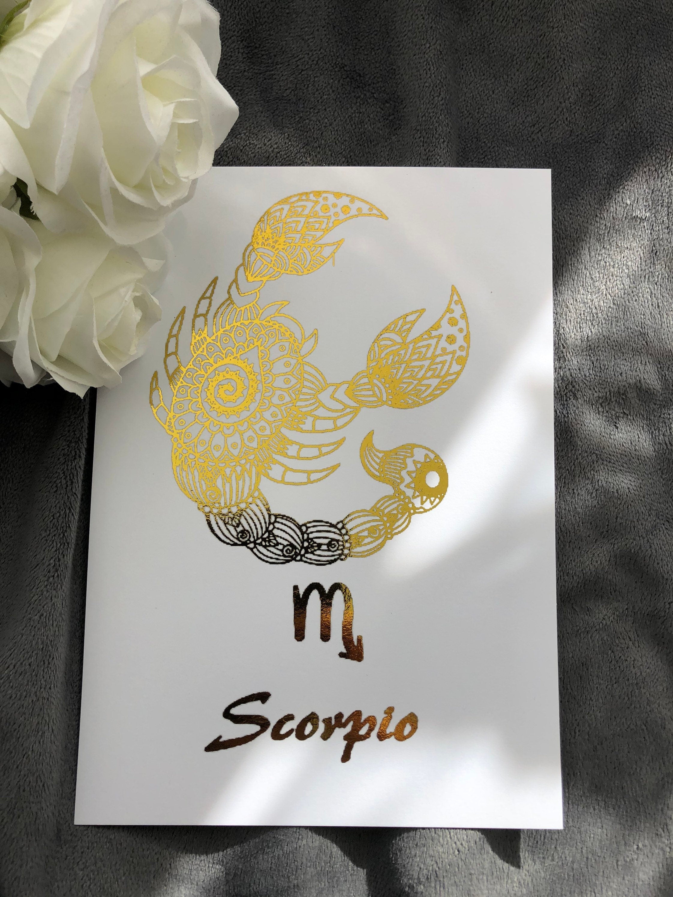 A luxurious Scorpio Star Sign Foil Print featuring elegant design and vibrant colors, perfect for home decor.