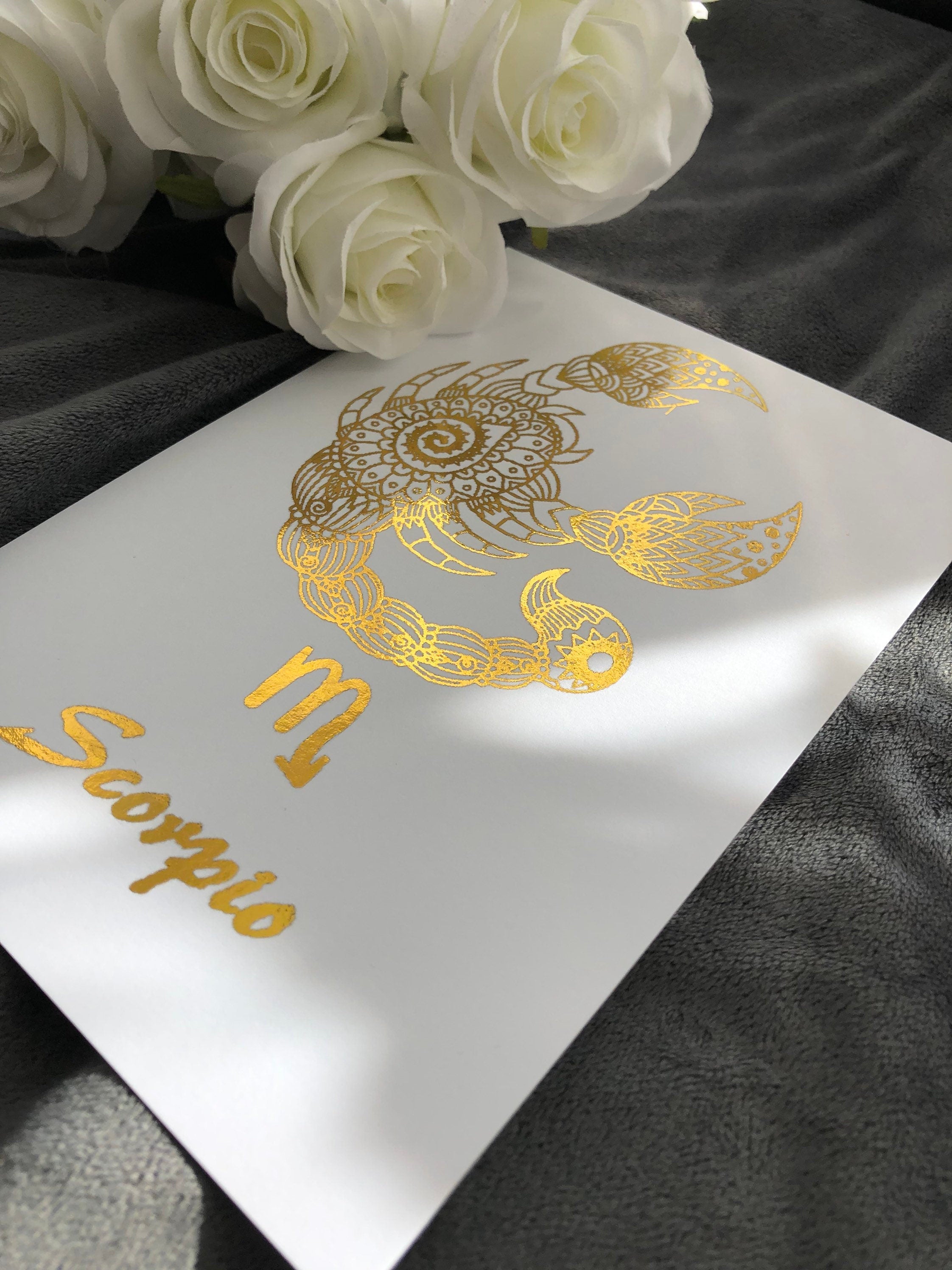 A luxurious Scorpio Star Sign Foil Print featuring elegant design and vibrant colors, perfect for home decor.