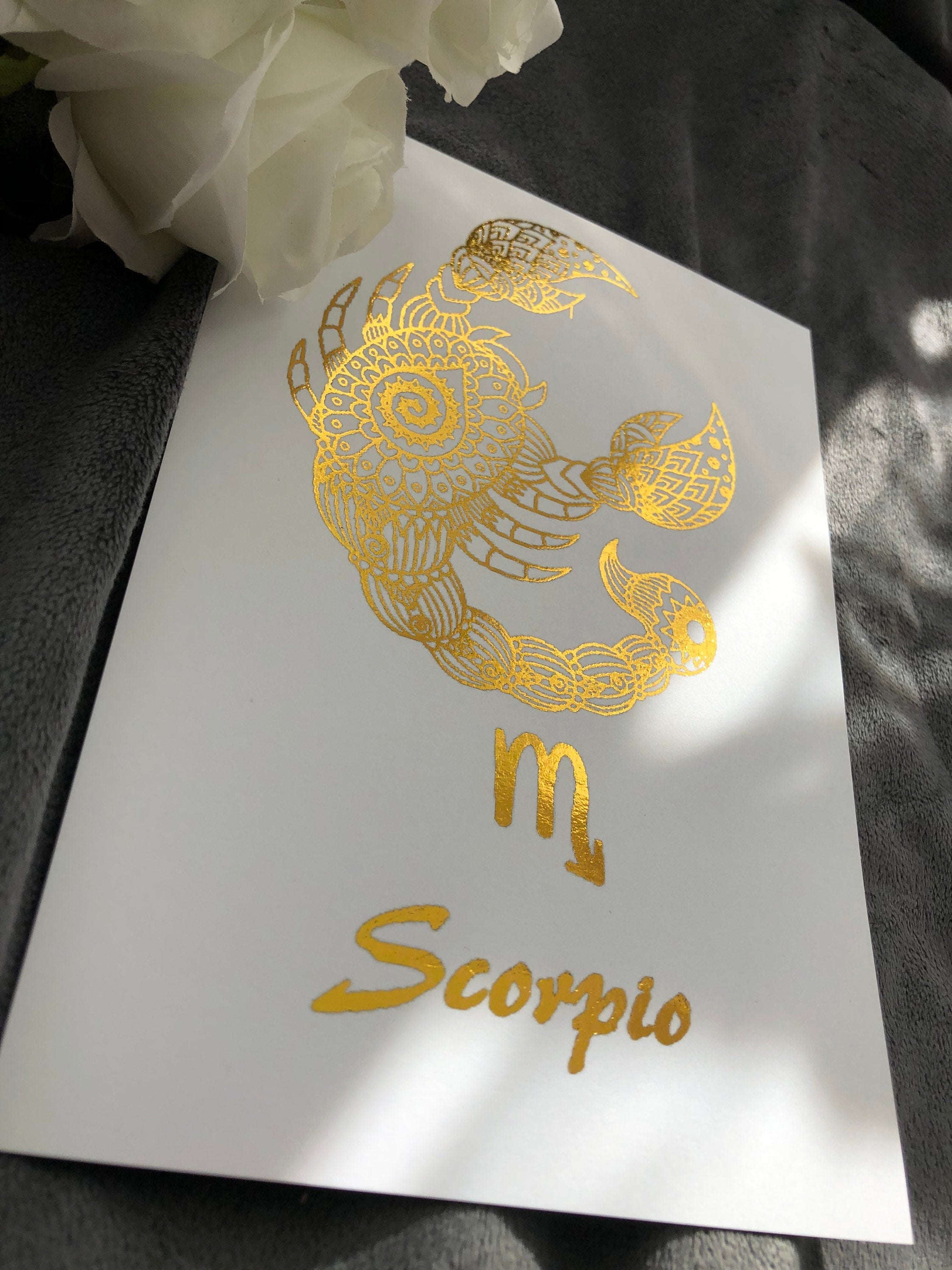 A luxurious Scorpio Star Sign Foil Print featuring elegant design and vibrant colors, perfect for home decor.