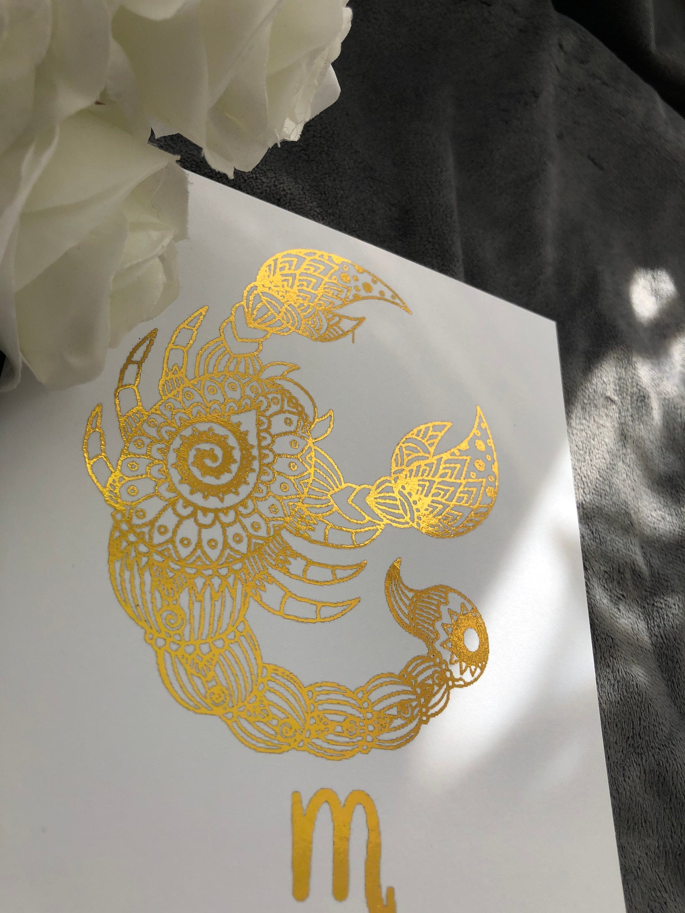 A luxurious Scorpio Star Sign Foil Print featuring elegant design and vibrant colors, perfect for home decor.