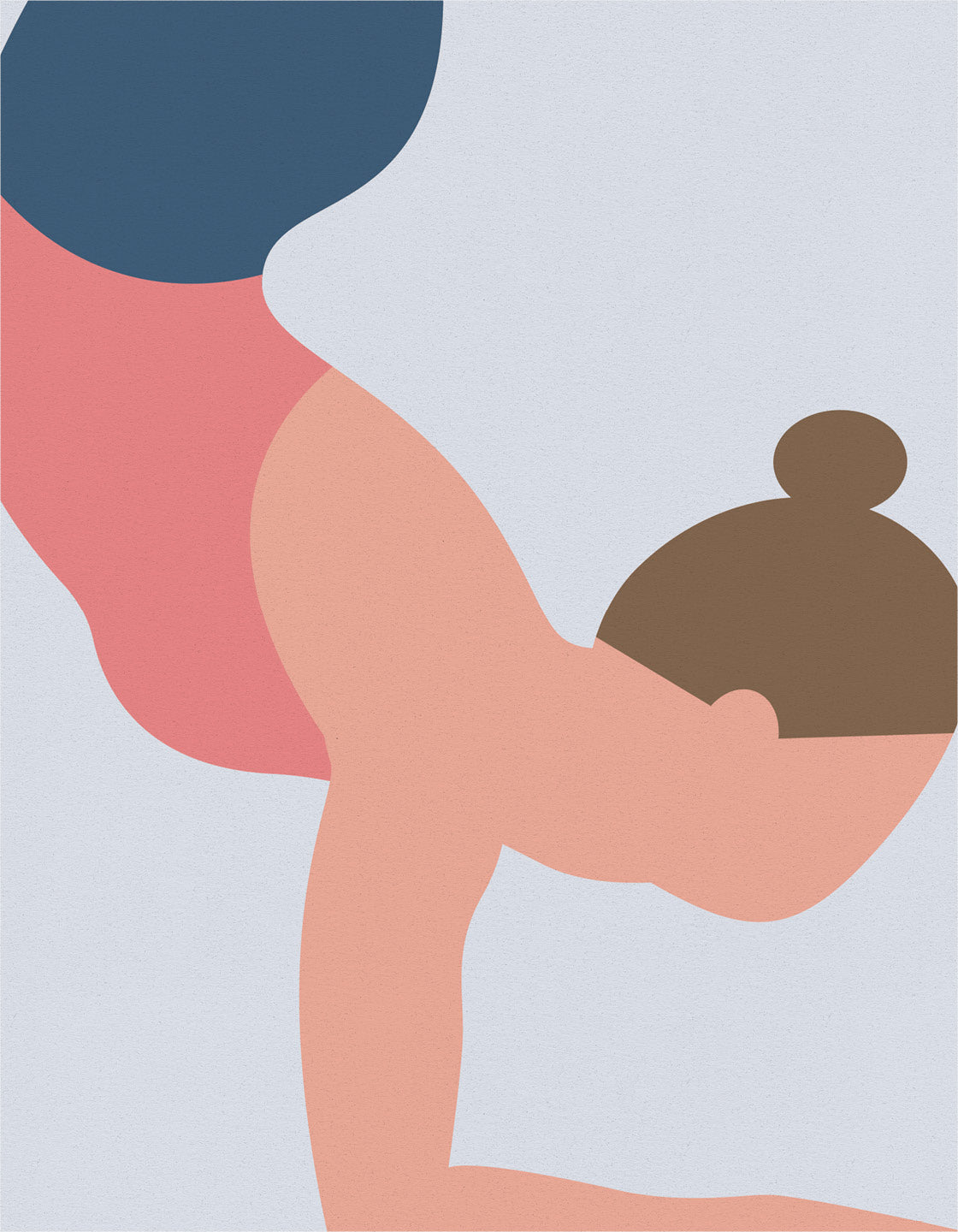 A minimalistic yoga print depicting the Scorpion pose in soft pastel colors, perfect for home decor.