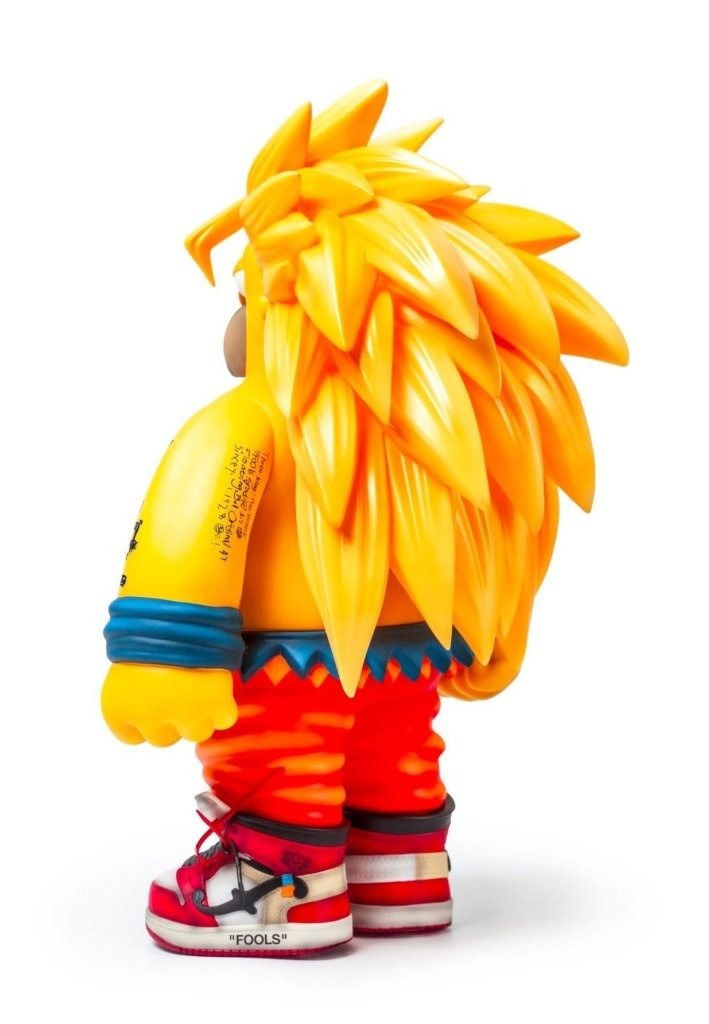 DOKKAN AWAKEN sculpture by F PARADISE featuring a humorous design inspired by Dragon Ball Z, measuring 18 inches.