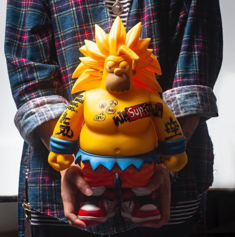 DOKKAN AWAKEN sculpture by F PARADISE featuring a humorous design inspired by Dragon Ball Z, measuring 18 inches.