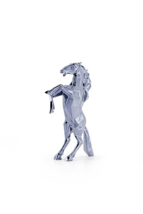 Sculpture Horse Spirit Pearl Grey Edition by Richard Orlinski, showcasing a sleek design and elegant pearl grey finish, symbolizing wild beauty.