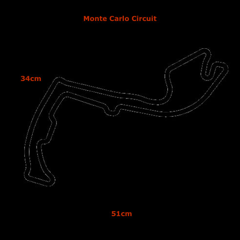 Monte Carlo Circuit Sculpture made of black PVC, measuring 34cm by 51cm, showcasing the intricate design of the racing circuit.