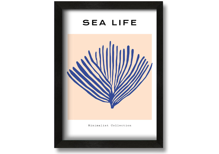 Framed print of vibrant blue coral, handmade in the UK, ready to hang.