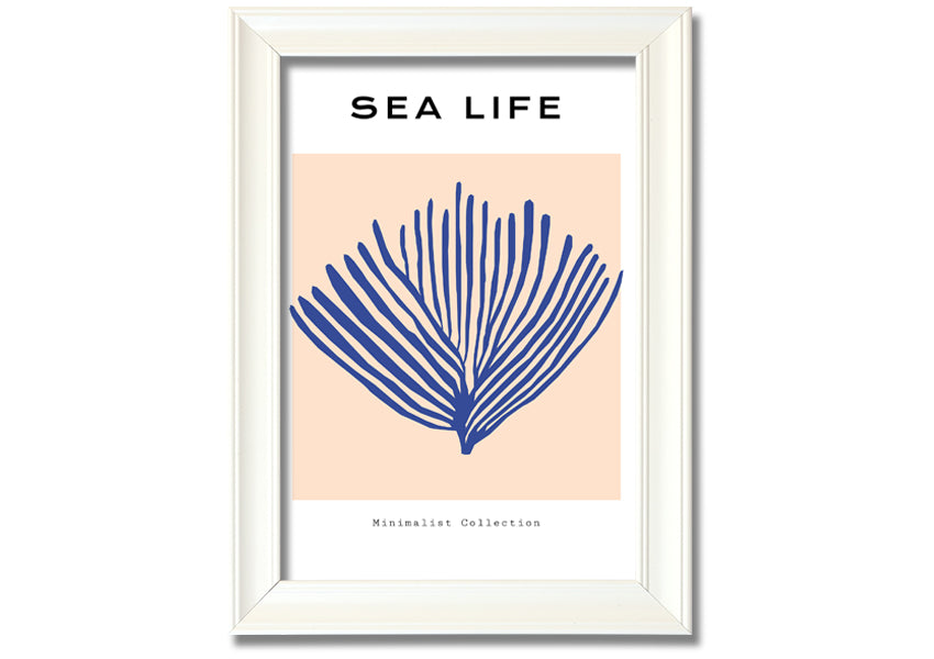 Framed print of vibrant blue coral, handmade in the UK, ready to hang.