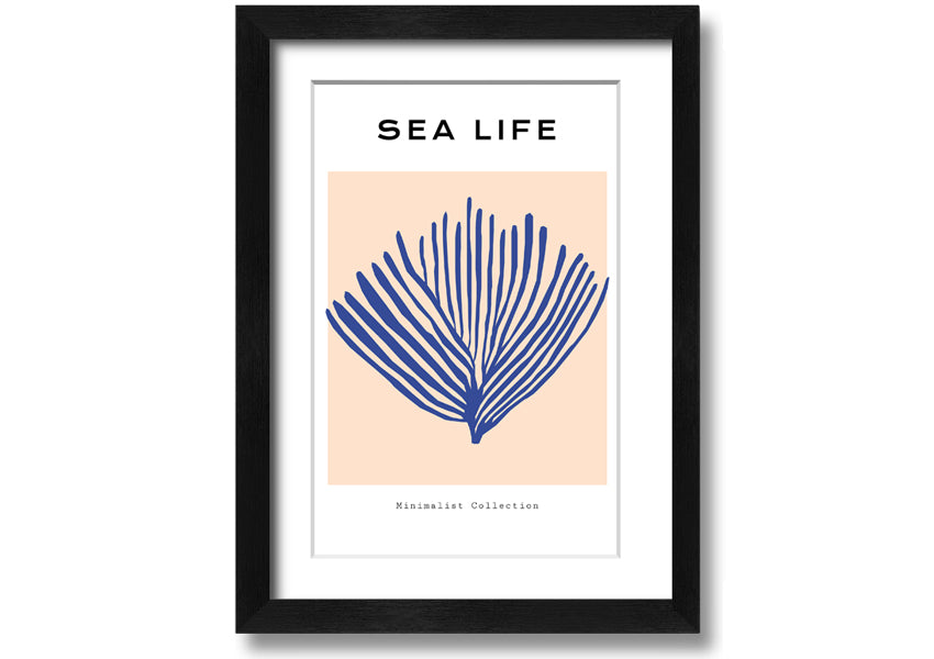 Framed print of vibrant blue coral, handmade in the UK, ready to hang.