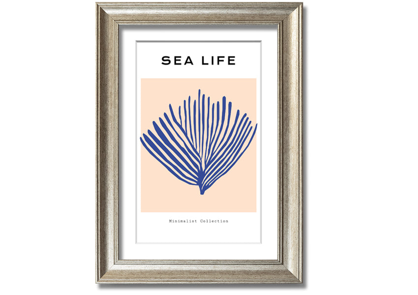 Framed print of vibrant blue coral, handmade in the UK, ready to hang.