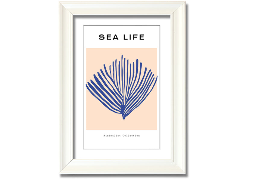 Framed print of vibrant blue coral, handmade in the UK, ready to hang.