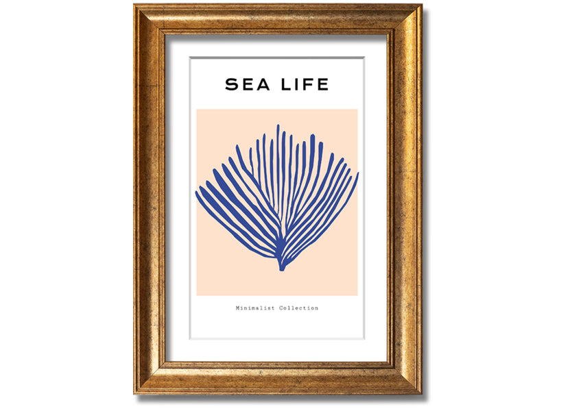 Framed print of vibrant blue coral, handmade in the UK, ready to hang.