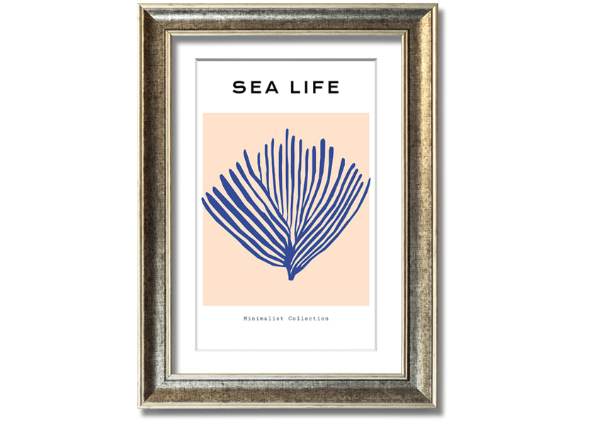 Framed print of vibrant blue coral, handmade in the UK, ready to hang.