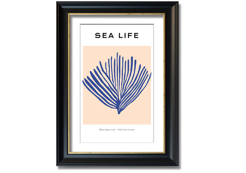 Framed print of vibrant blue coral, handmade in the UK, ready to hang.